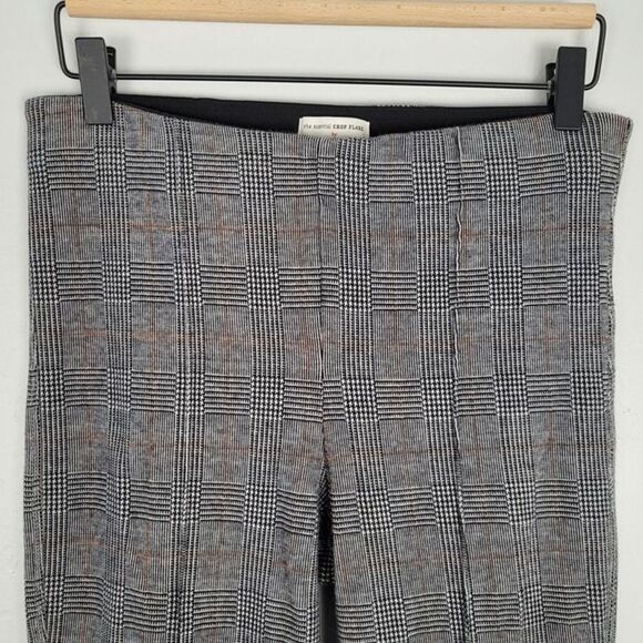 Anthropologie Size S The Essential Crop Flare Stretch Pull On Pants Plaid Gray - Picture 3 of 12